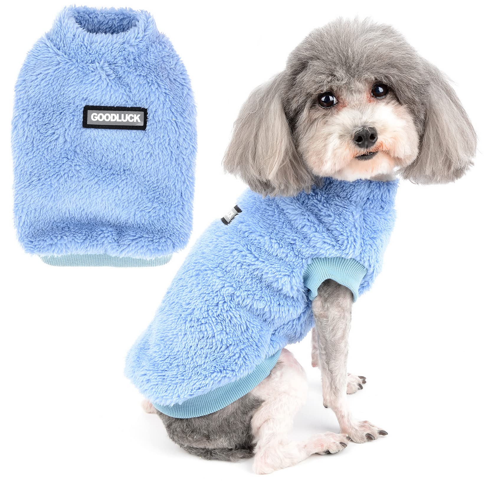 Zunea Dog Jumper Winter Warm Fleece Sweater Coat for Small Dogs Soft Pullover Jacket Coat Fuzzy Puppy Clothes Cold Weather Vest Pet Girls Boys Apparel for Chihuahua Yorkie Cats Blue S
