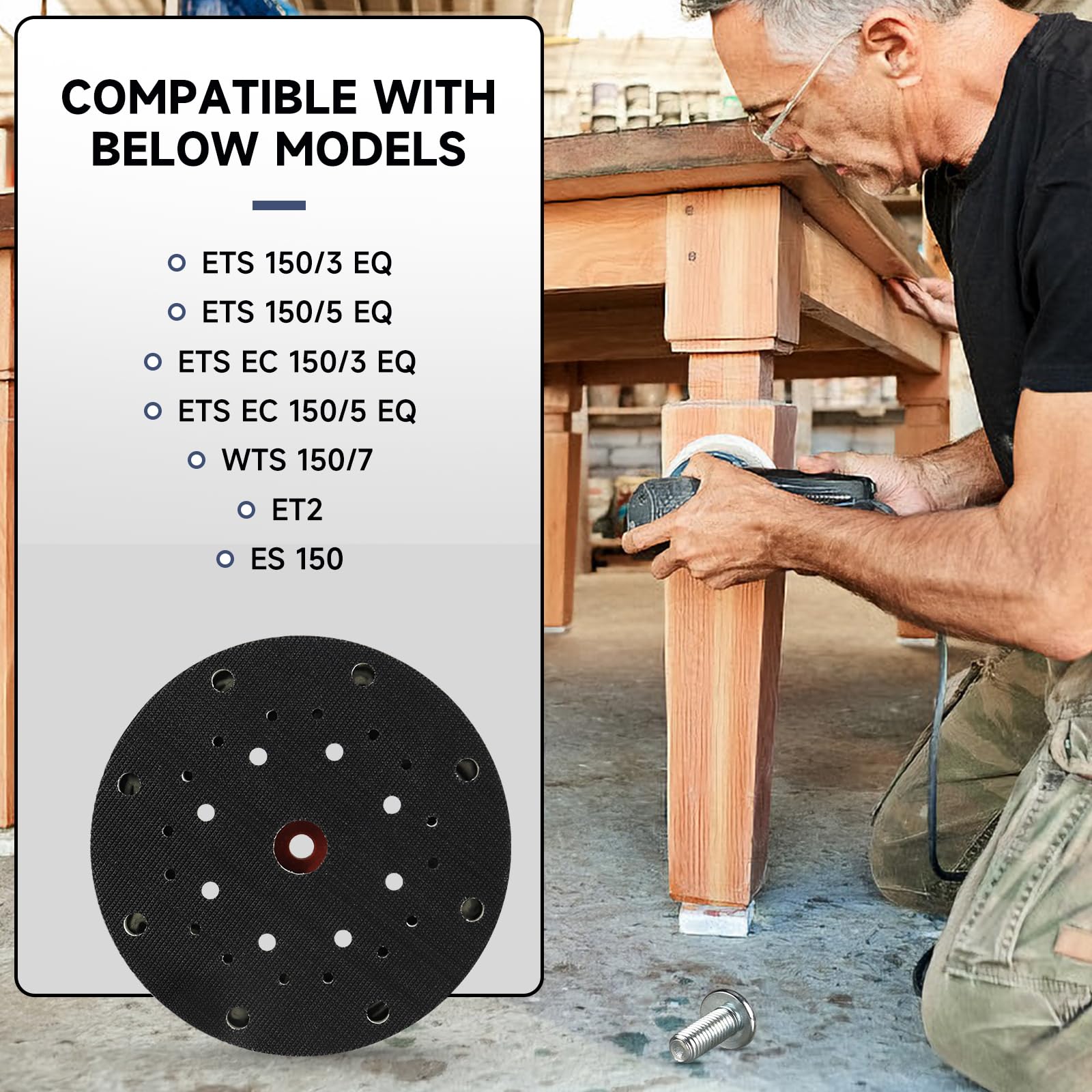 Plateau De Ponçage 150 Mm Pour Ponceuse Festool - Compatible Rotex RO, ETS 150, EC 150, LEX 150, WTS - Avec 49 Trous D'aspiration