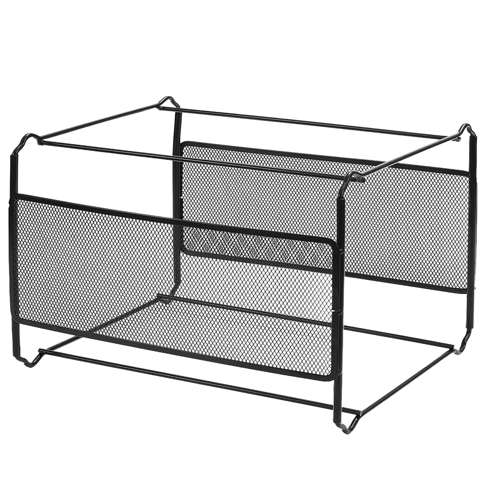 Packool Hanging File Organizer, Black Desk Storage Bin for Office Home School, Rustproof Metal Mesh Filing Rack for Letter Size Folders (L 39x28x25.5cm)