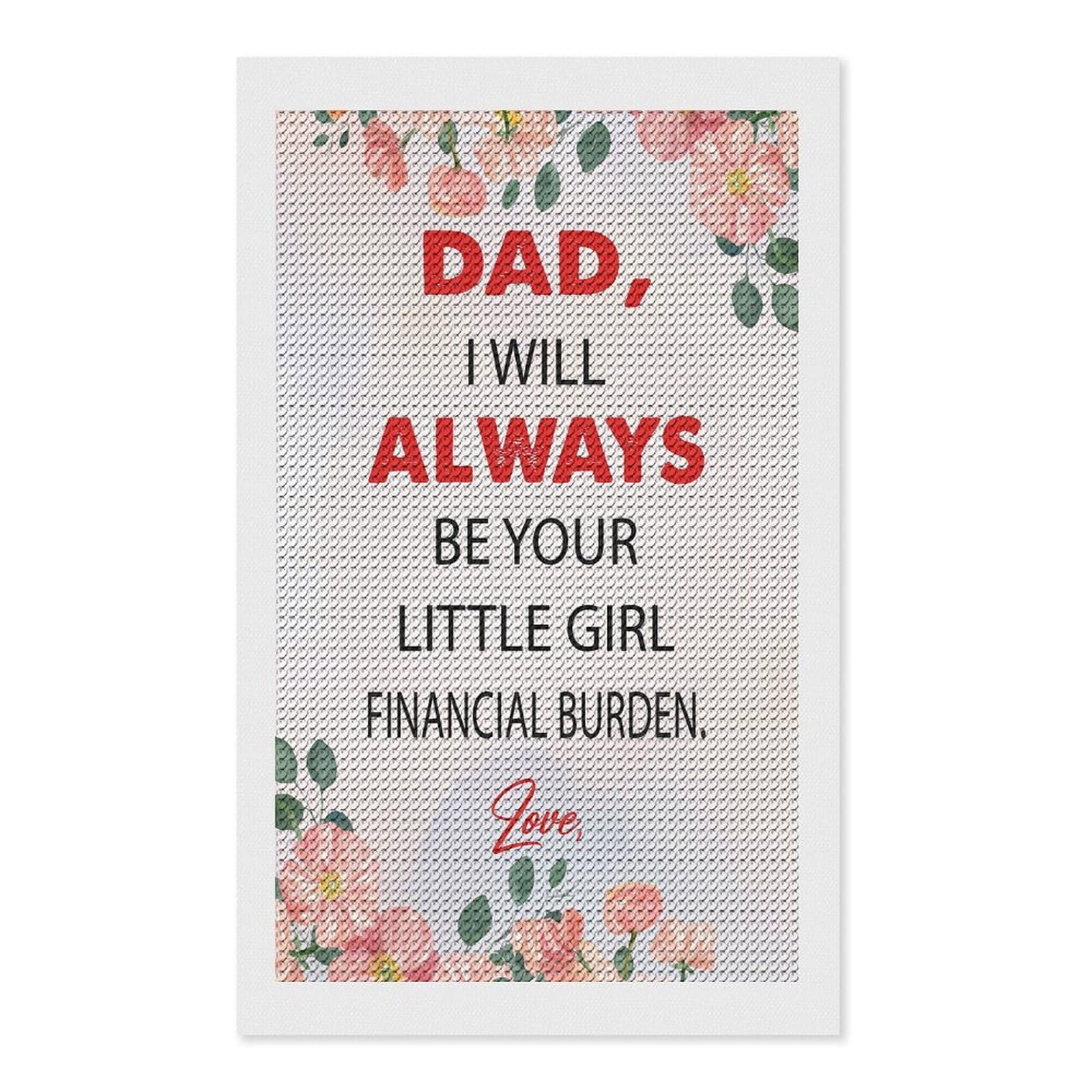 Junmoney Dad I Will Always Be Your Diamond Art Canvas 12"x20", for Adults, Good for Quiet Evenings, Bedroom Decor, Festive Craft Gift, Easy to Enjoy