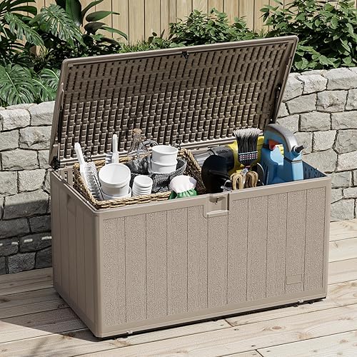 Miniatura 2 de UDPATIO Caja de cubierta grande XL de 130 galones, caja impermeable de resina de doble pared, caja de almacenamiento para terraza al aire libre con