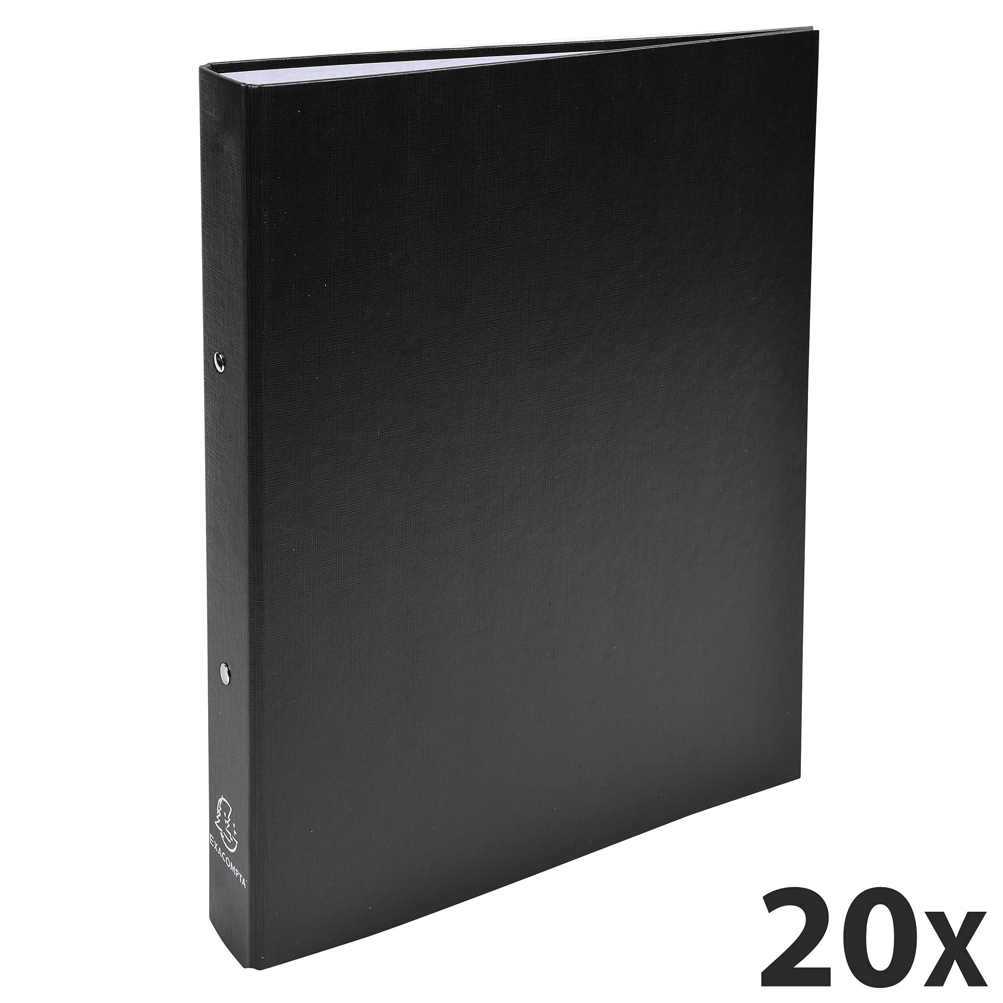 Exacompta 54371E 20er Pack Ringbücher 2 Ringe Füllhöhe 30mm, Rücken 40mm, für DIN A4 Kunststoffbezug aussen Papierbezug innen, schwarz