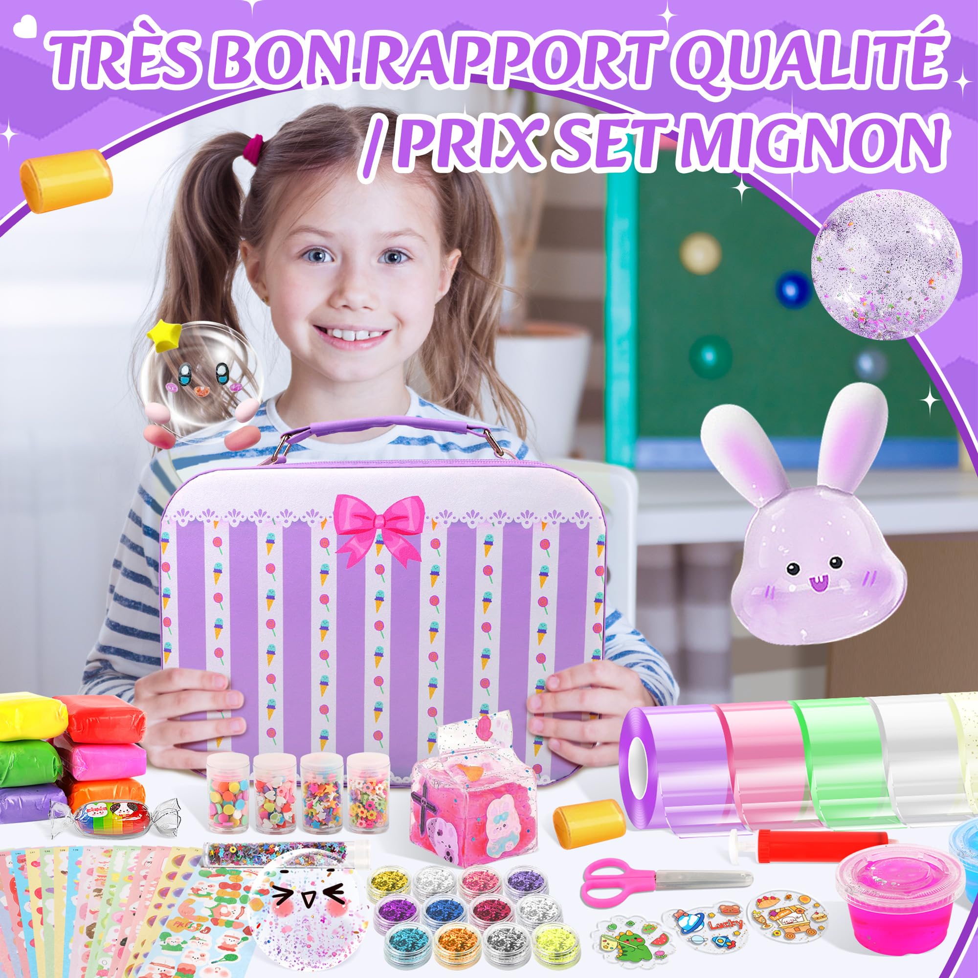 Kit de Bricolage Nano Tape Bubble 106 Pièces avec Paillettes pour Enfants, DIY Craft Kit Cadeaux de Fête