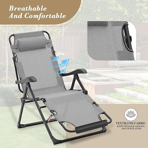 Miniatura 5 de Athena Collection Zero Gravity - Juego de 2 sillas reclinables para exteriores, sillas reclinables de 27 pulgadas de ancho para piscina, sala de
