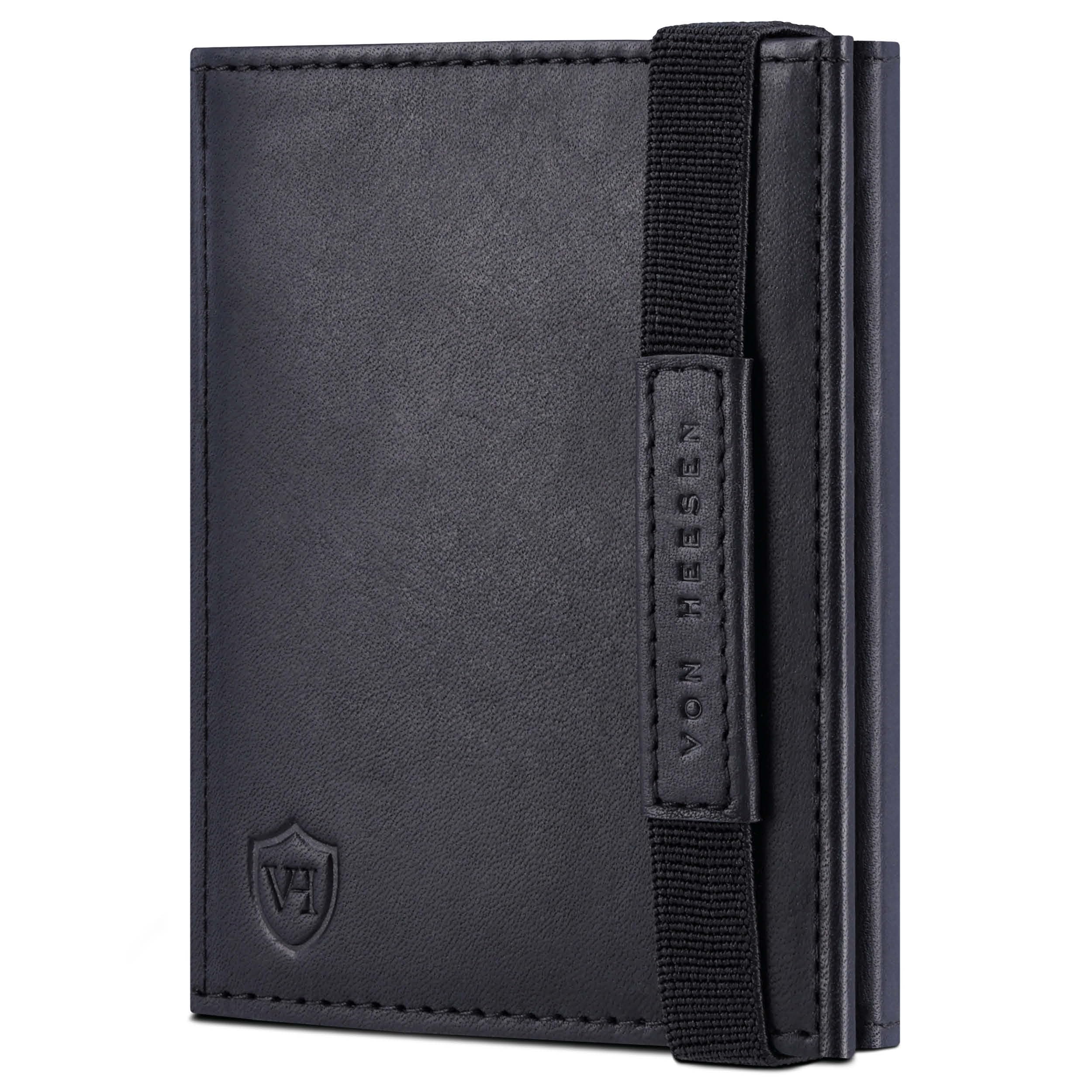 VON HEESEN Slim Wallet mit RFID Schutz - Geldbörse Herren klein - Mini Geldbeutel Damen Portmonee - Kartenetui Echtleder Karten Portemonnaie - Leder Kreditkartenetui