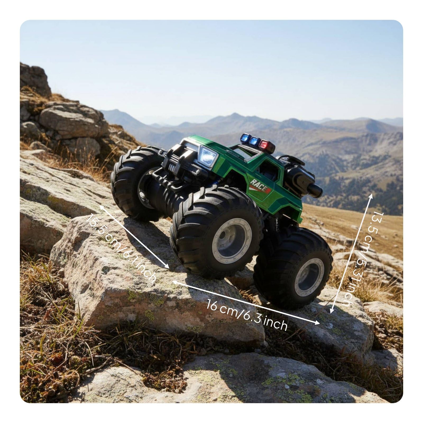 Auto Acrobatica Elettrica Auto Telecomandata Macchina RC Monster Guida a Gesto E Telecomando Carrozzeria Antiurto Sospensioni Ammortizzate LED Spray, Verde, Yl-130