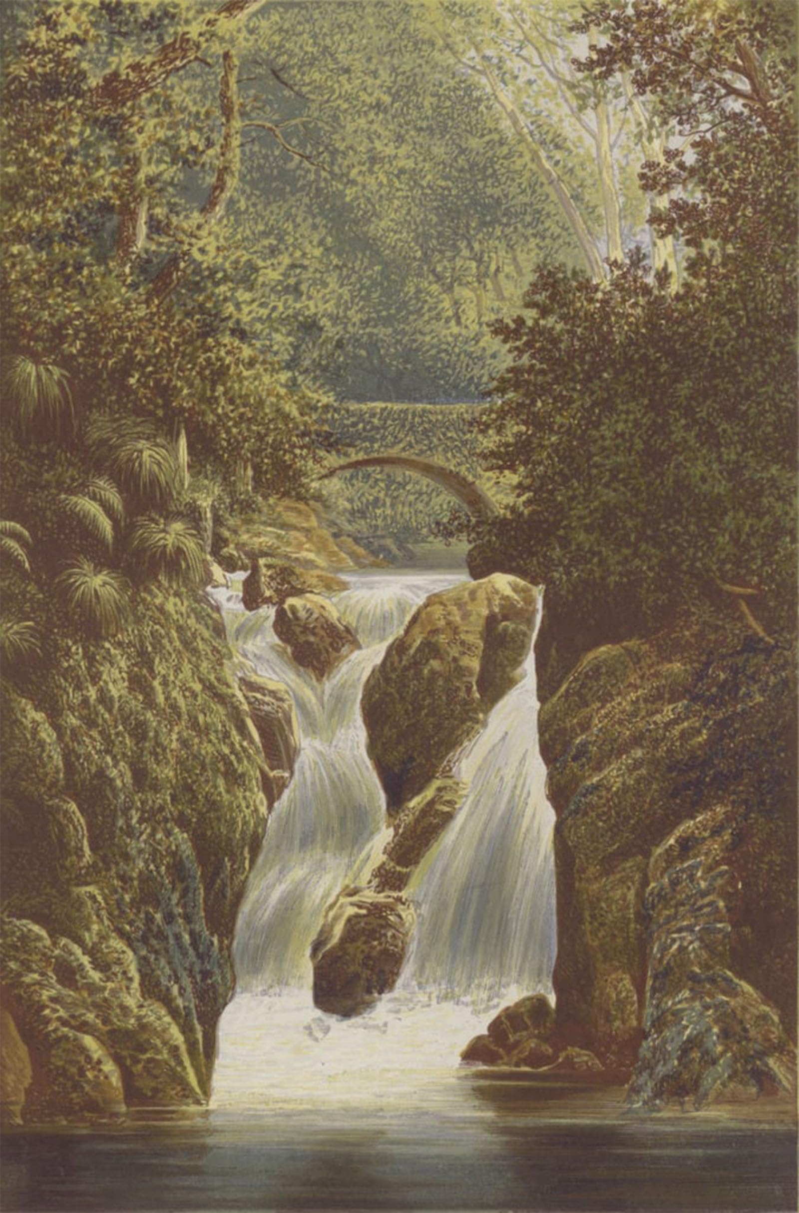 SERENDIPITP Vintage Picture Print on Canvas Wall Art Poster Rydal Lower Fall by Alexander Lydon Artwork Print Poster for Wall Decor 60x90cm