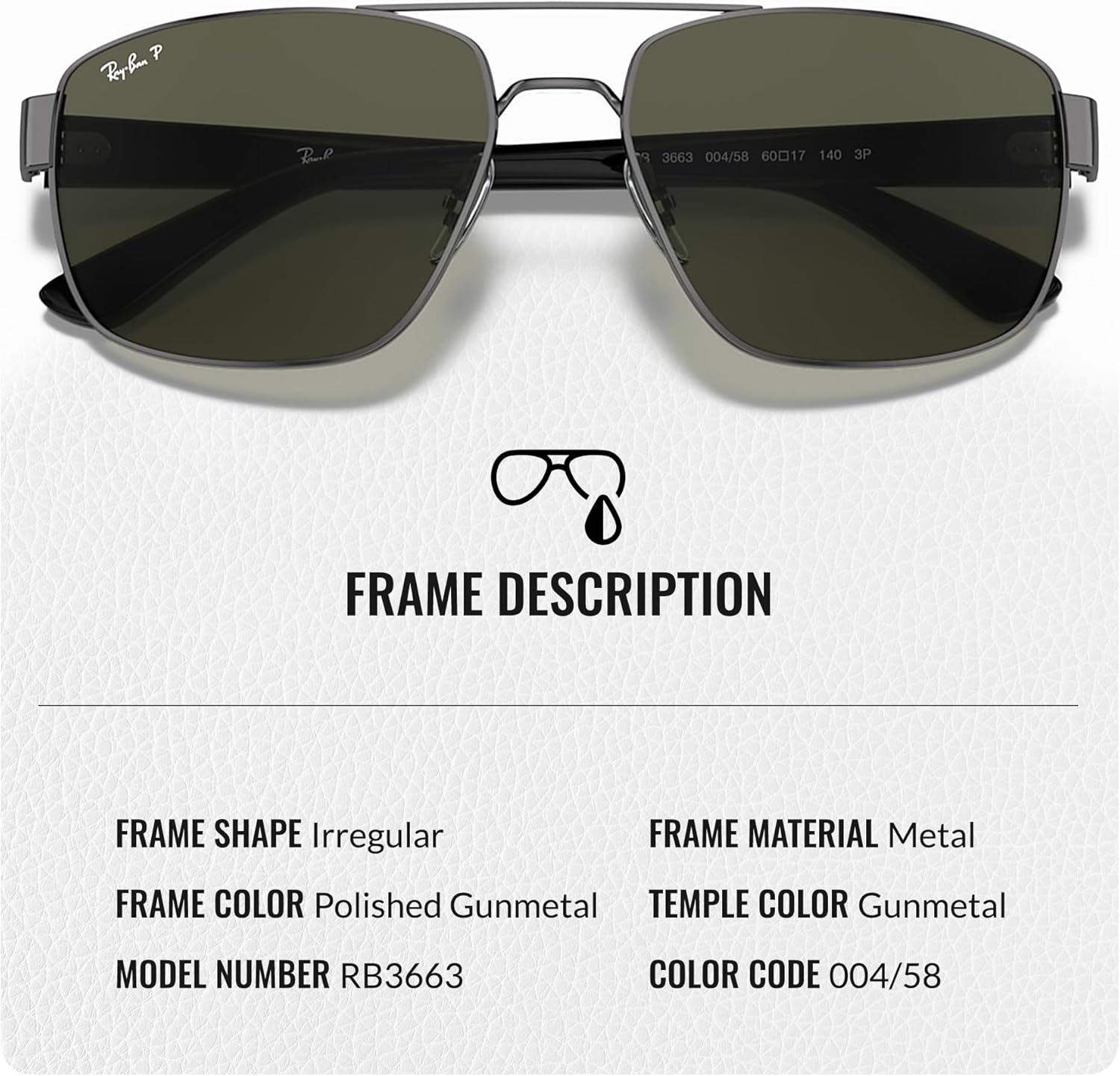 Ray-Ban RB3663 Square-Round Shaped Sunglasses for Men & Women with Official RAYBAN Eyewear Kit - Image 3