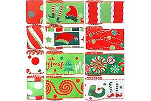 12 Rolls 2.5 inch Christmas Wired Christmas Ribbon, Add Festive Spirit to Your Holiday Season!