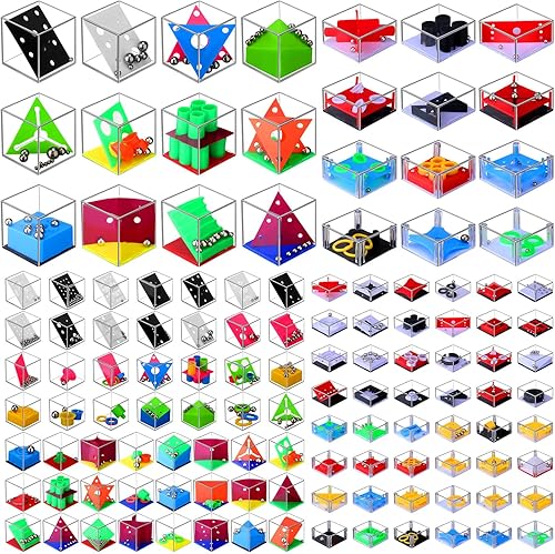 RoundFunny 100 piezas de mini cubos de rompecabezas en balance a granel IQ Party Favor Games Brain Teaser Puzzle Cubos Puzzle Recuerdos de Fiesta