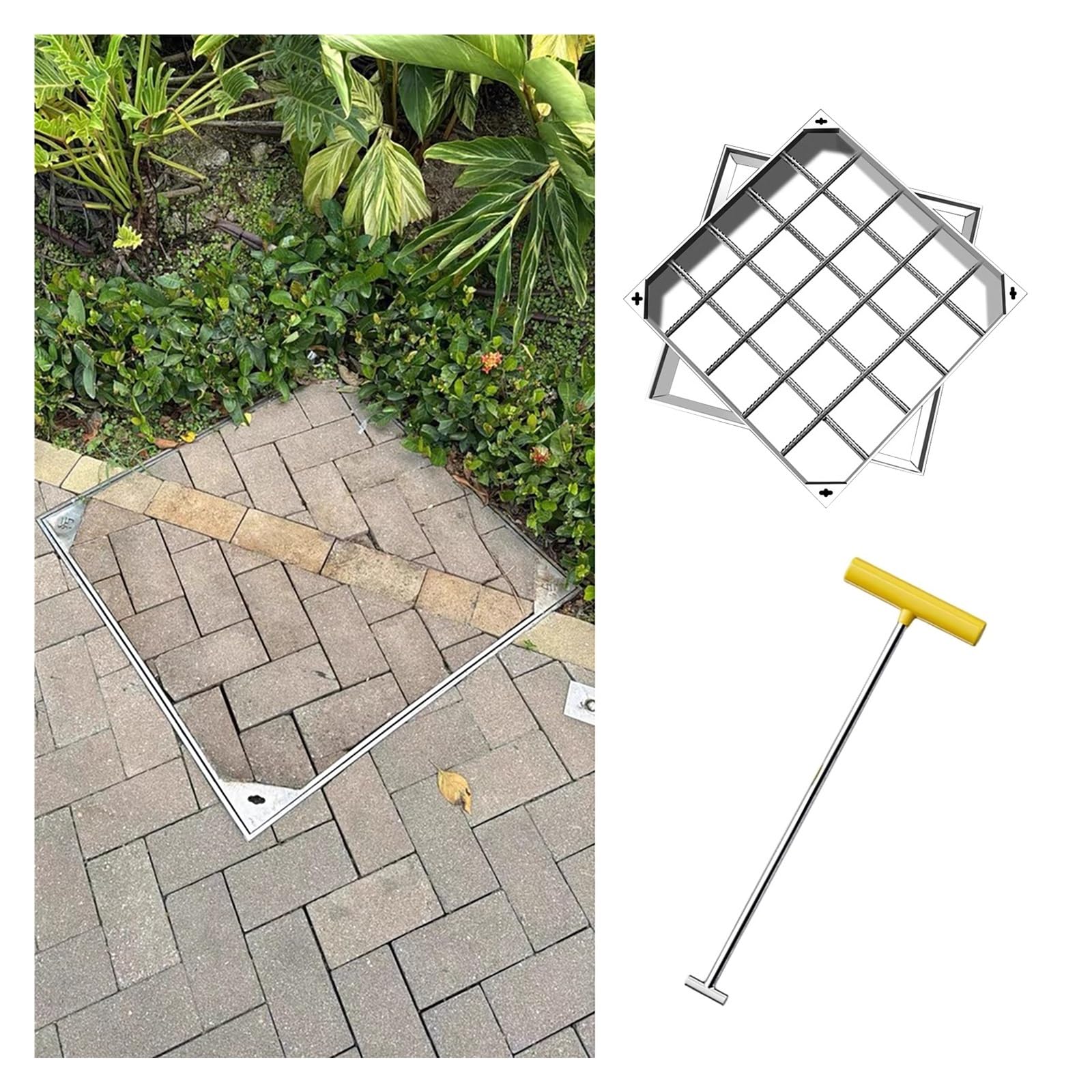 GLDYTVF Invisible Built-in Cover, Stainless Steel Sewage Lid for Septic Tanks, Durable Solutions for Cement/Tiles Filling - Waterproof & Corrosion-Resistant