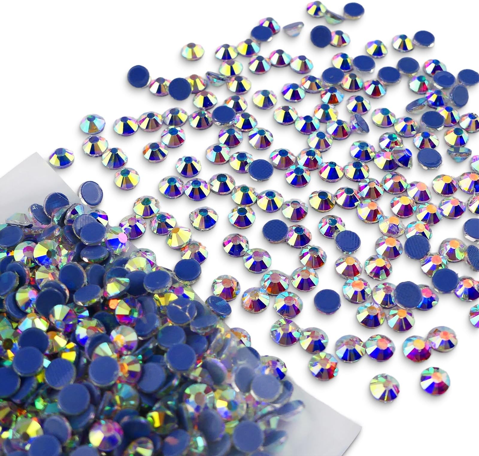 Queenme 1440pcs AB SS20 Hotfix Rhinestones 20SS Flatback Crystals for Clothes Shoes Crafts Hot Fix 5MM Round Glass Gems Stones Flat Back Iron on Rhinestones for Clothing