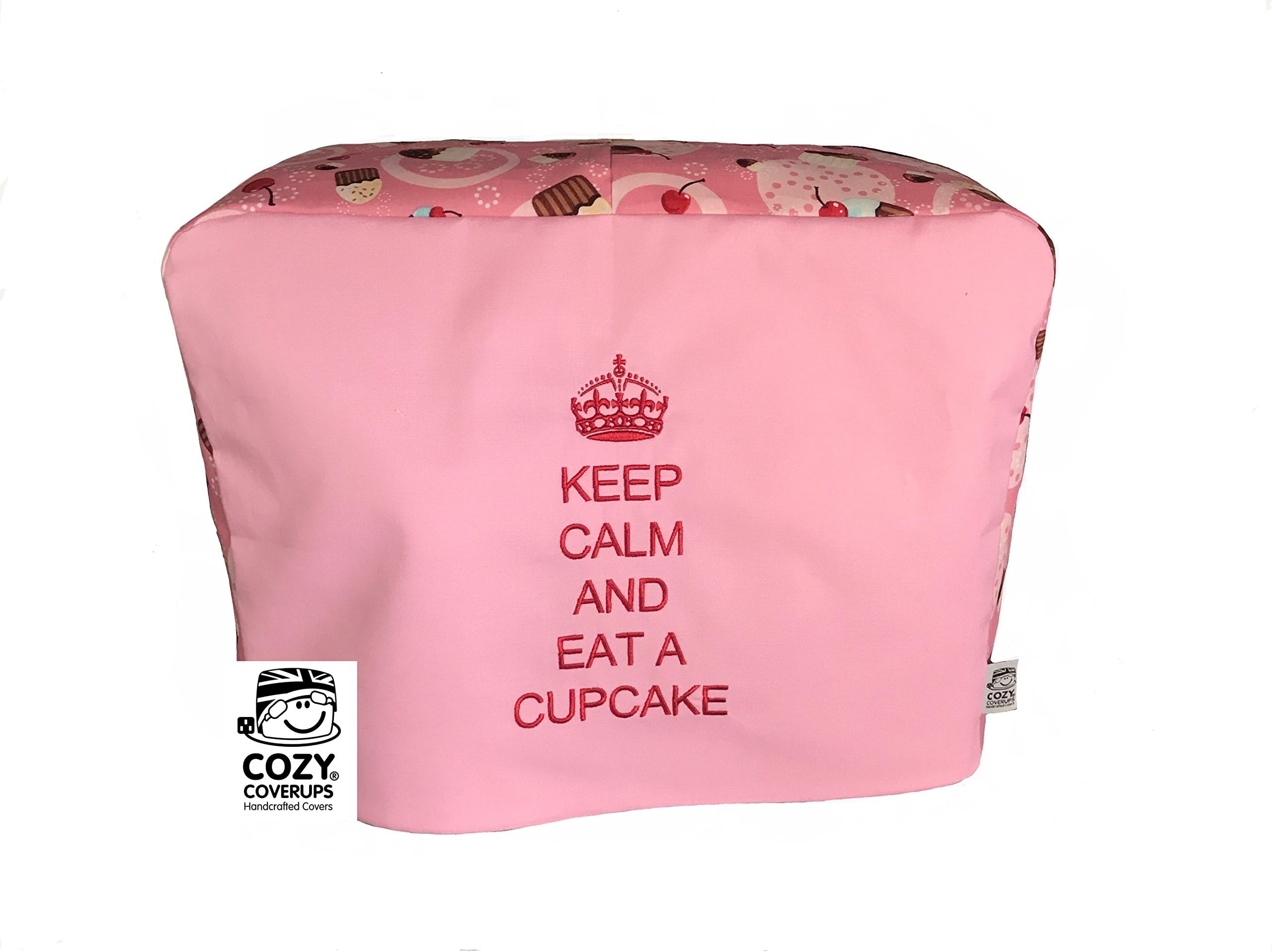 for Kitchenaid 5 Quart Artisan Tilt Head Stand Mixer Dust Cover KEEP CALM EAT A CUPCAKE Pink Cupcakes Embroidered Cotton