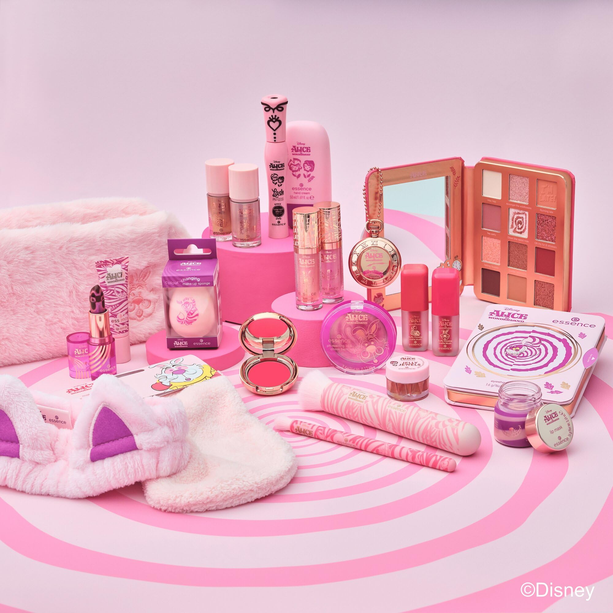 essence Paleta cieni do powiek Disney Alice in Wonderland eyeshadow palette, długotrwały, mocno napigmentowana/y, natychmiastowy wynik, mieniący się, metaliczny (16g)