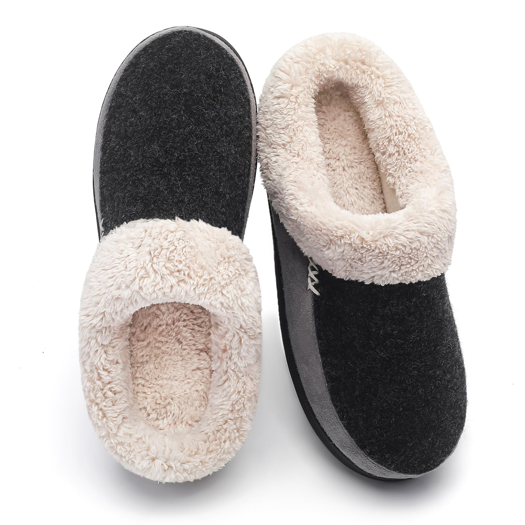 VONMAYMemory Foam Fleece Indoor & Outdoor Slippers – Cozy Plush House Shoes with Non-Slip Rubber Sole for Men