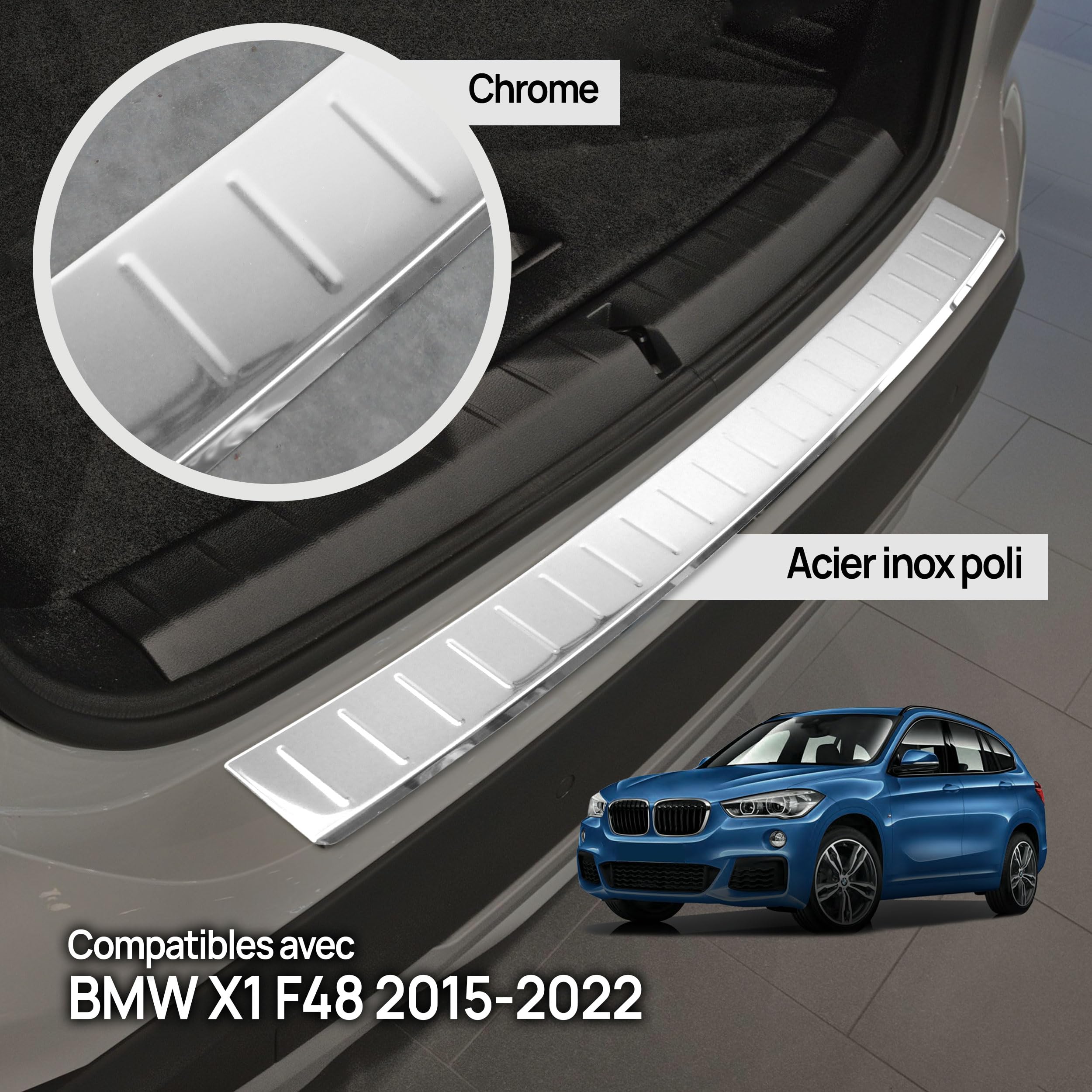 Protection Pare-chocs Arrière BMW X3 2017-2021 - Inox Poli Chrome, Anti-rayures Pour Coffre