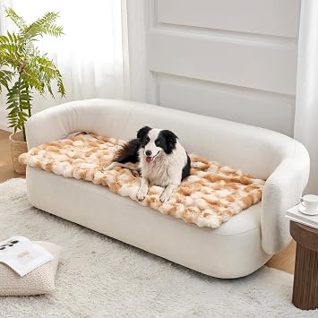 COZY KISS Couch Cover for Dogs Washable, Ultra Soft Faux Fur Pet Sofa Pad for Car Seat Protector, Liquid Pee Proof Cat Mat, Warm Pad for Dresser Top, 27.5x70 inch, Tie Dye Brown