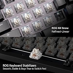 ASUS ROG Strix Scope II 96 Wireless Mechanical Gaming Keyboard 96% Full-Size, Tri-Mode Connectivity, Hot Swappable Pre-lubed ROG NX Snow Linear Switches, PBT Keycaps, RGB, PC/Mac Support-Black