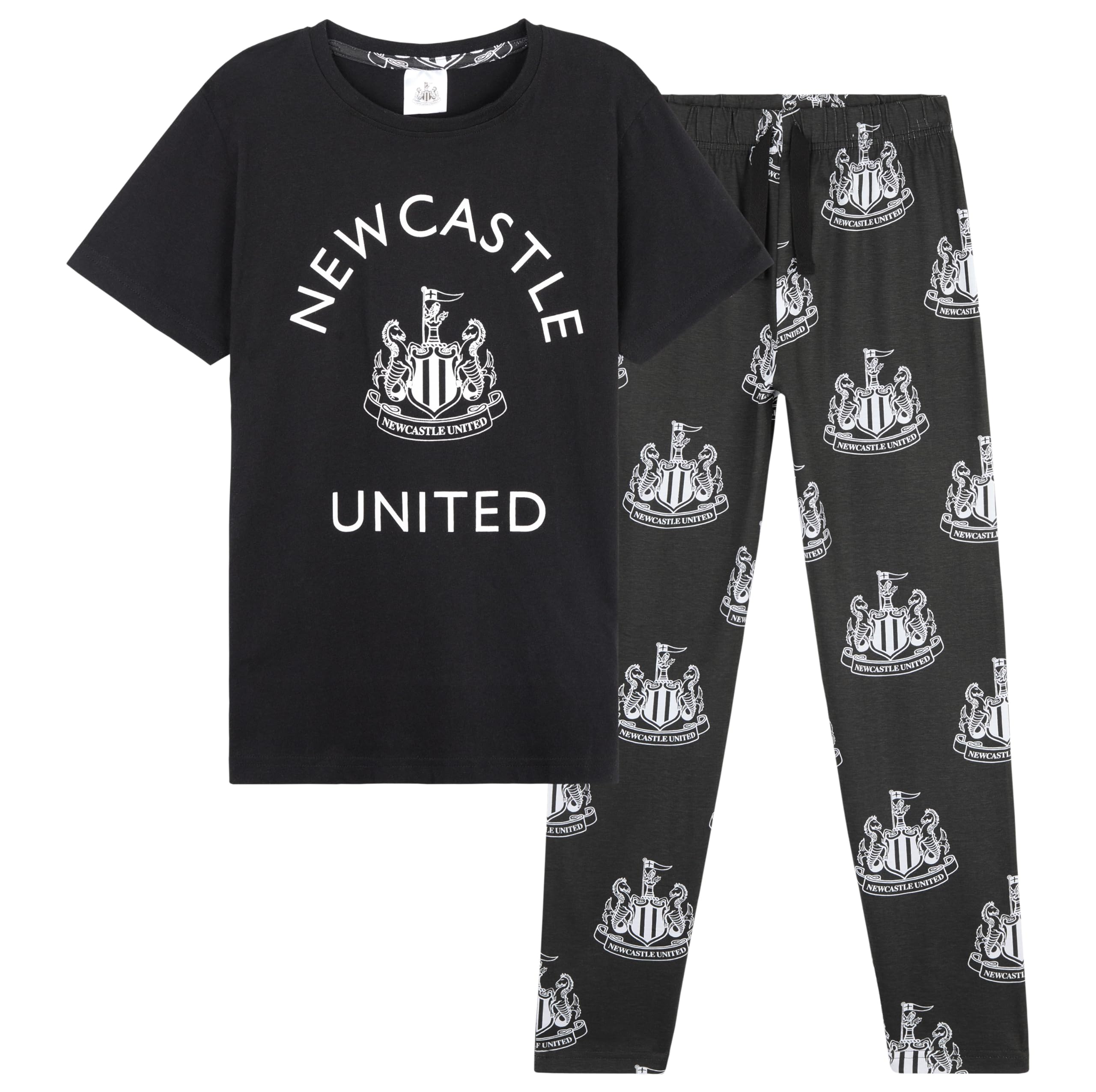 Newcastle United Boys Black F.c. Pyjamas Set For Teens Nightwear Pjs For Kids Teenagers Football Lounge Wear - Football Gifts For (, 11-12 Years)