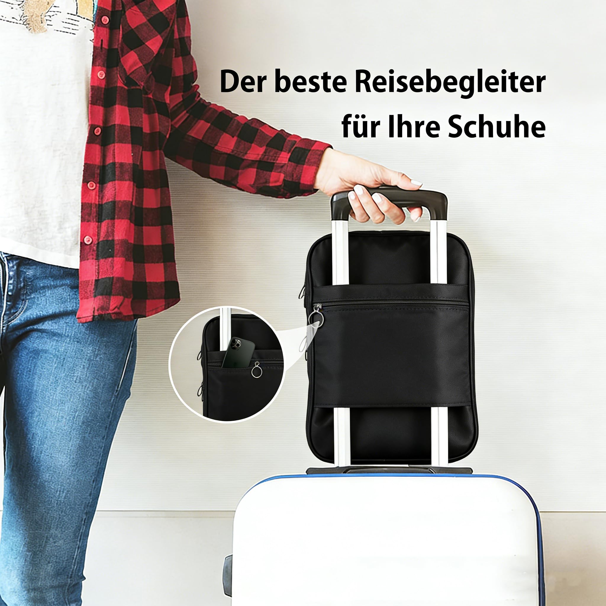 Schuhbeutel Reise mit 2 Fächern, Schuhsack DREI Paar Schuhe Hineingelegt Werden, Schuhtasche Tragbare, Shoe Bag mit Reißverschluss, Schmutzabweisender Schuhorganizer, Schuhtasche Sport
