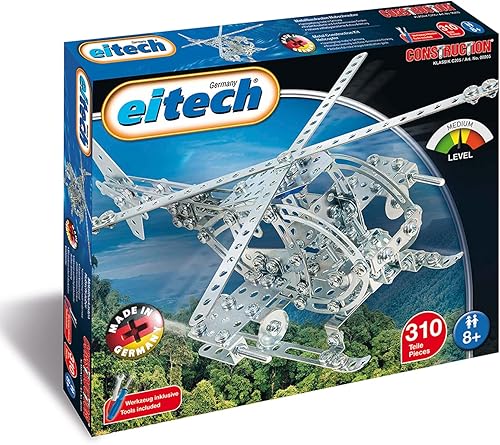 Eitech Juego de construcción de helicóptero del ejército, juguete educativo STEM, introducción a la ingeniería y aprendizaje STEAM, construcción y