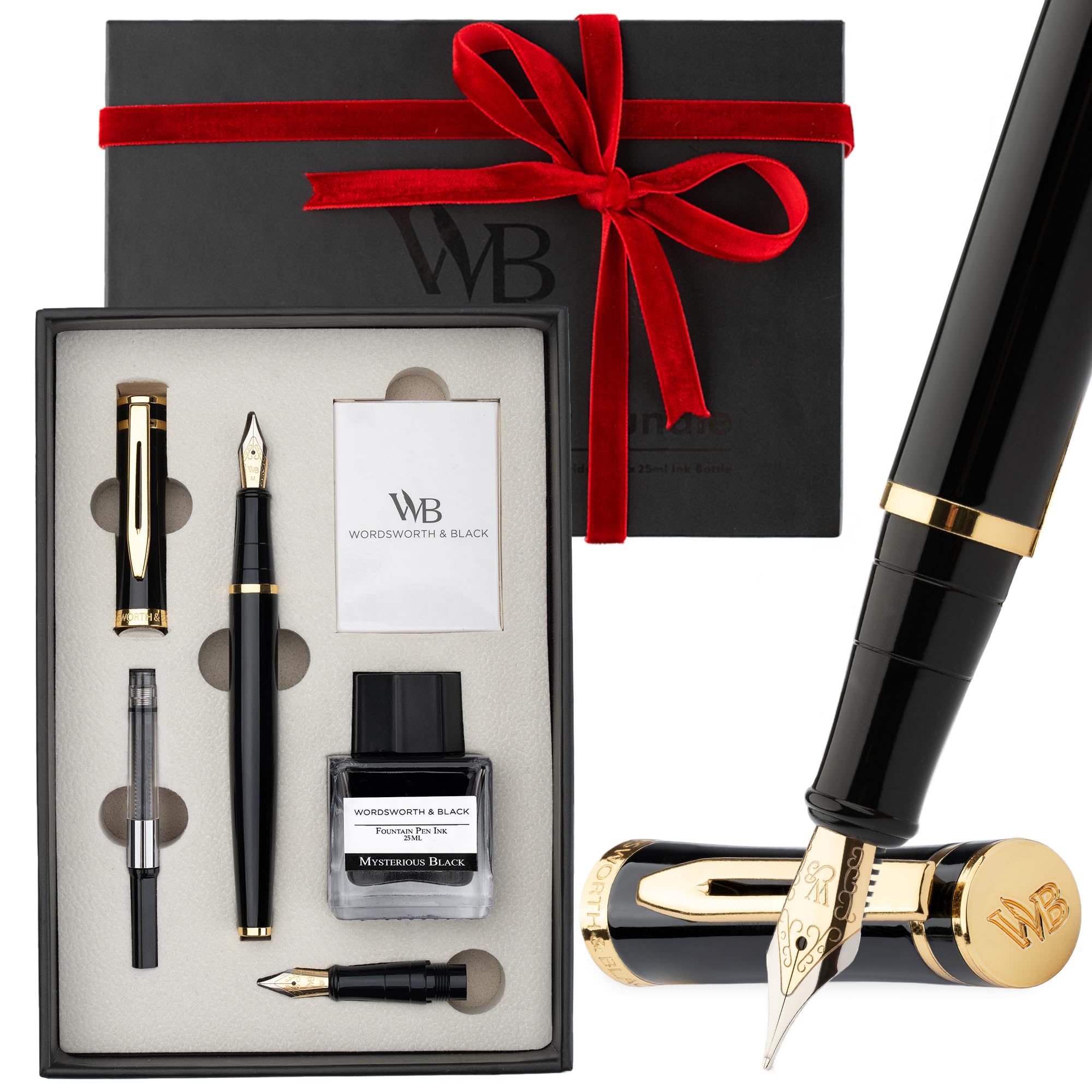 Amazon | Wordsworth & Black 万年筆セット、18K ゴールド中細および超