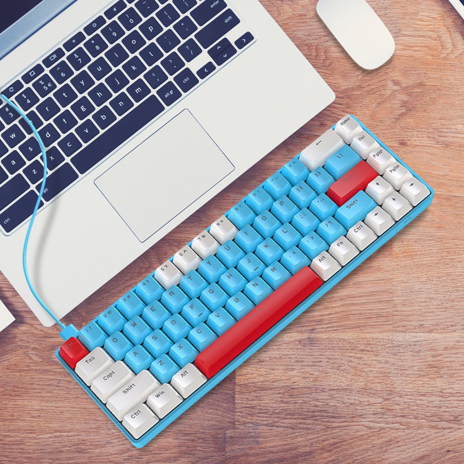 Teclado mecánico 60%, Teclado con Cable retroiluminado RGB, Compacto de 68 | teclas para laptop, escritorio, PC, teclas programables para escribir, oficina, estudio, 12.28 x 4.06 x 1.54 pulgadas