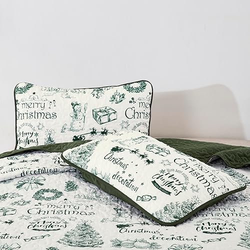 Miniatura 8 de Djoymock HH09AC080446Q3U-I - Juego de edredón navideño tamaño Queen