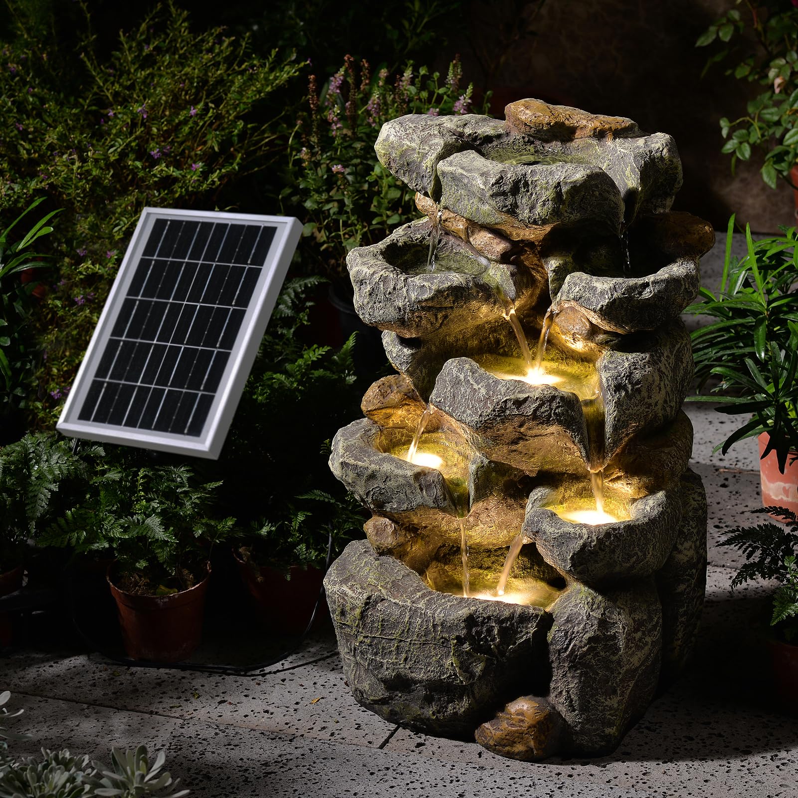 Pivotify 5-Tier Rock Solar Water Fountain