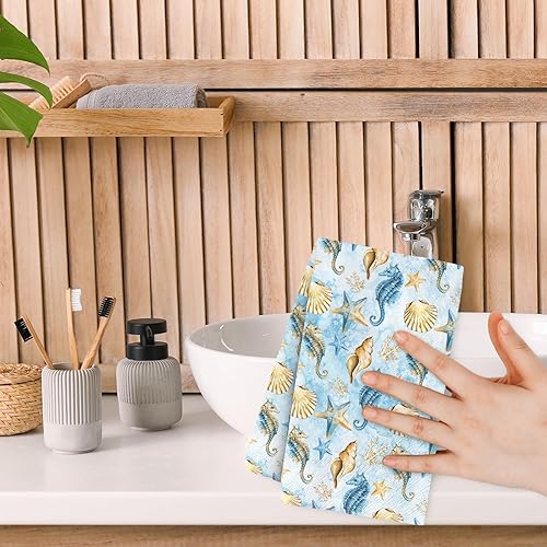 Miniatura 7 de AnyDesign - 100 servilletas desechables con diseño de animales marinos de acuarela azul para invitados, toallas decorativas de papel de mano para
