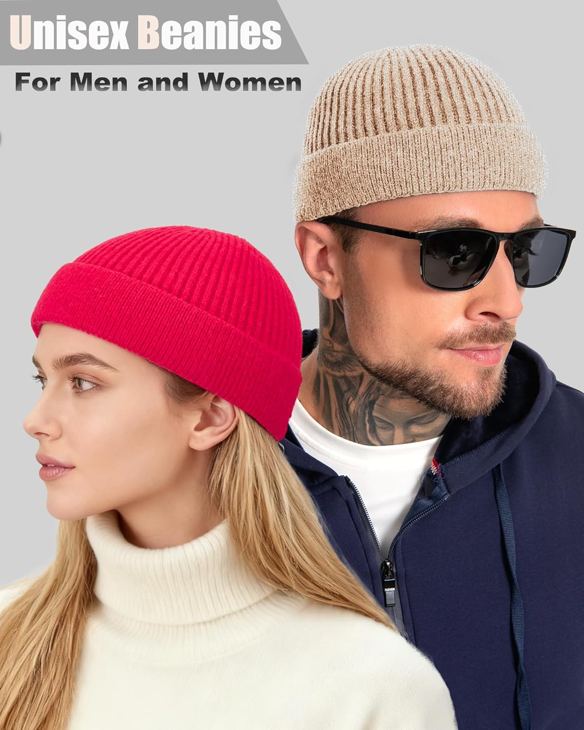 ROYBENS Short Fisherman Beanie for Men Women, Wool Warm Winter Hat, Swag Knit Cuff Soft Trawler Beanies Watch Cap Skull Caps - Image 6