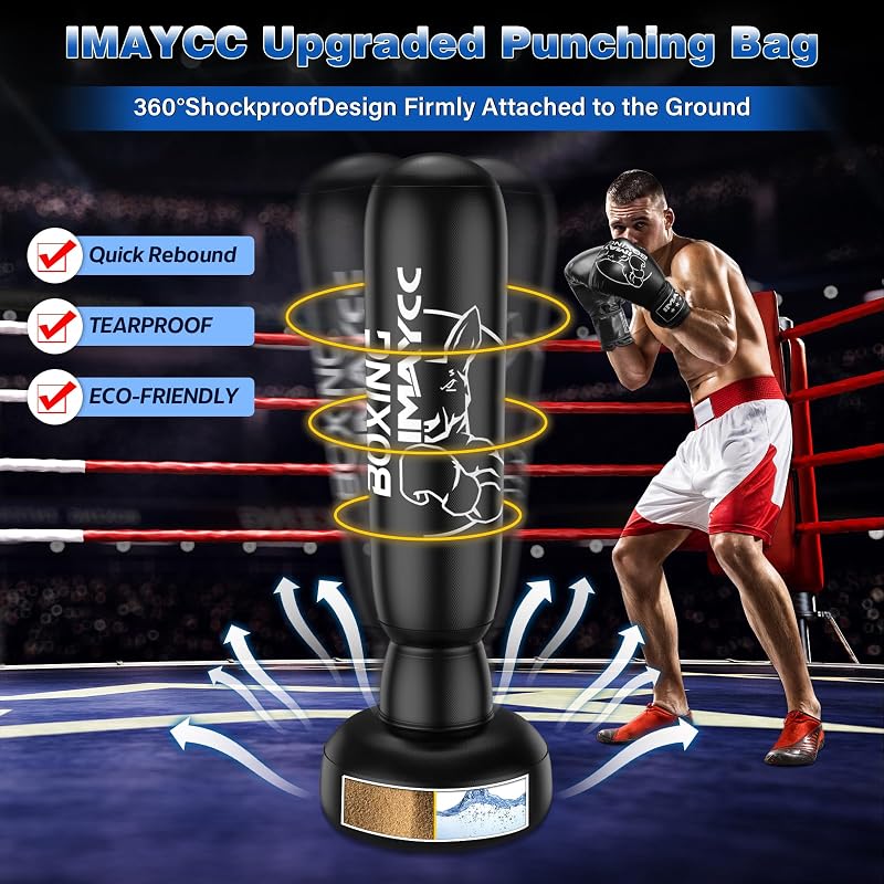 IMAYCC 180cm Álló Boxzsák Felnőtteknek és Fiataloknak, Edzéshez Kickbox Muay Thai MMA