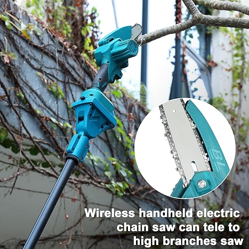 Miniatura 6 de Wilitto Sierra de poste inalámbrica 2 en 1 y mini motosierra de 6 pulgadas, sin escobillas, motosierras extensibles y multiángulo de 15.8 pies de