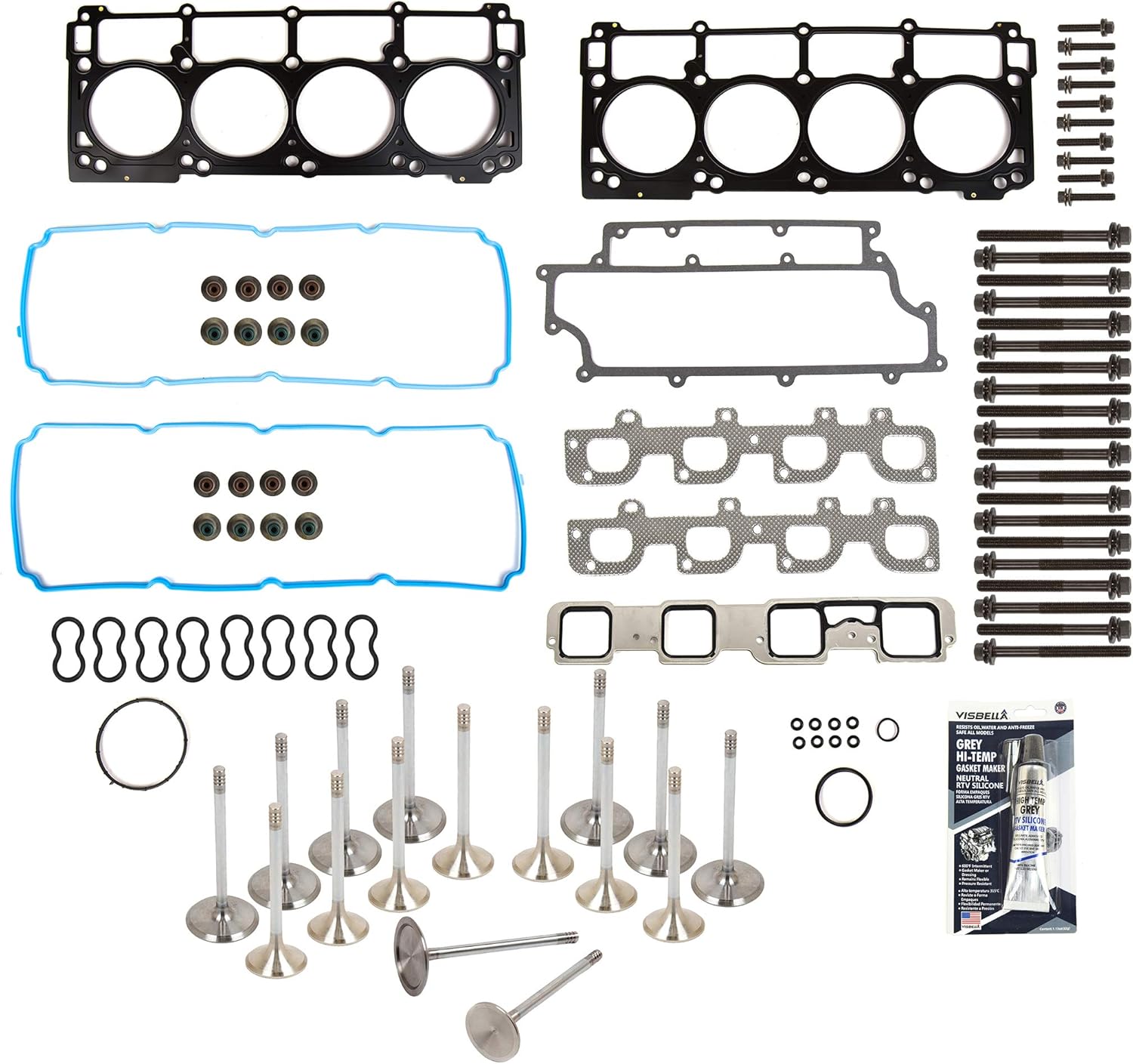 MA-9761251207 Head Gasket Set Intake Exhaust Valves Compatible With/For 2005-2009 Chrysler 300 Dodge Jeep 6.1L