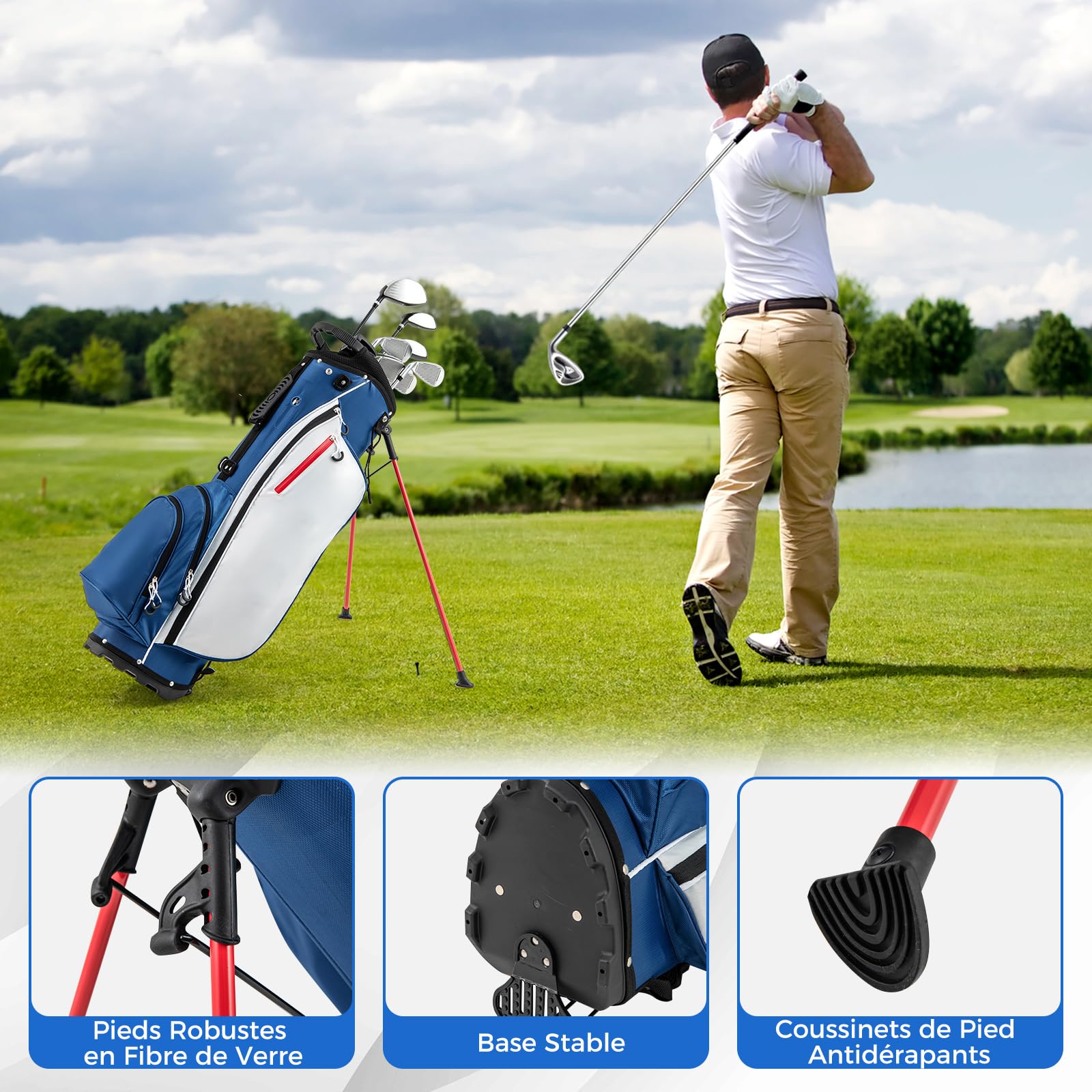 COSTWAY Ensemble de Golf 9 Clubs de Golf Ensemble Complet pour Débutant avec Sac Trépied pour Homme