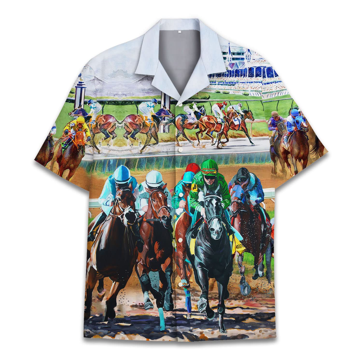 Vintage Horse Hawaiian Shirts for Men Women, Love Horse Racing Festival Short Sleeve Button Down Shirt Men