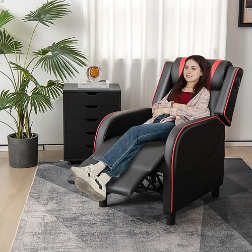 Miniatura 8 de GYMAX Silla reclinable para juegos, silla de masaje para juegos con altavoz Bluetooth, reposapiés ajustable y soporte lumbar, sofá ergonómico único
