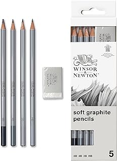 Winsor & Newton Studio Collection Conjunto de 4 lápis de grafite macios e borracha