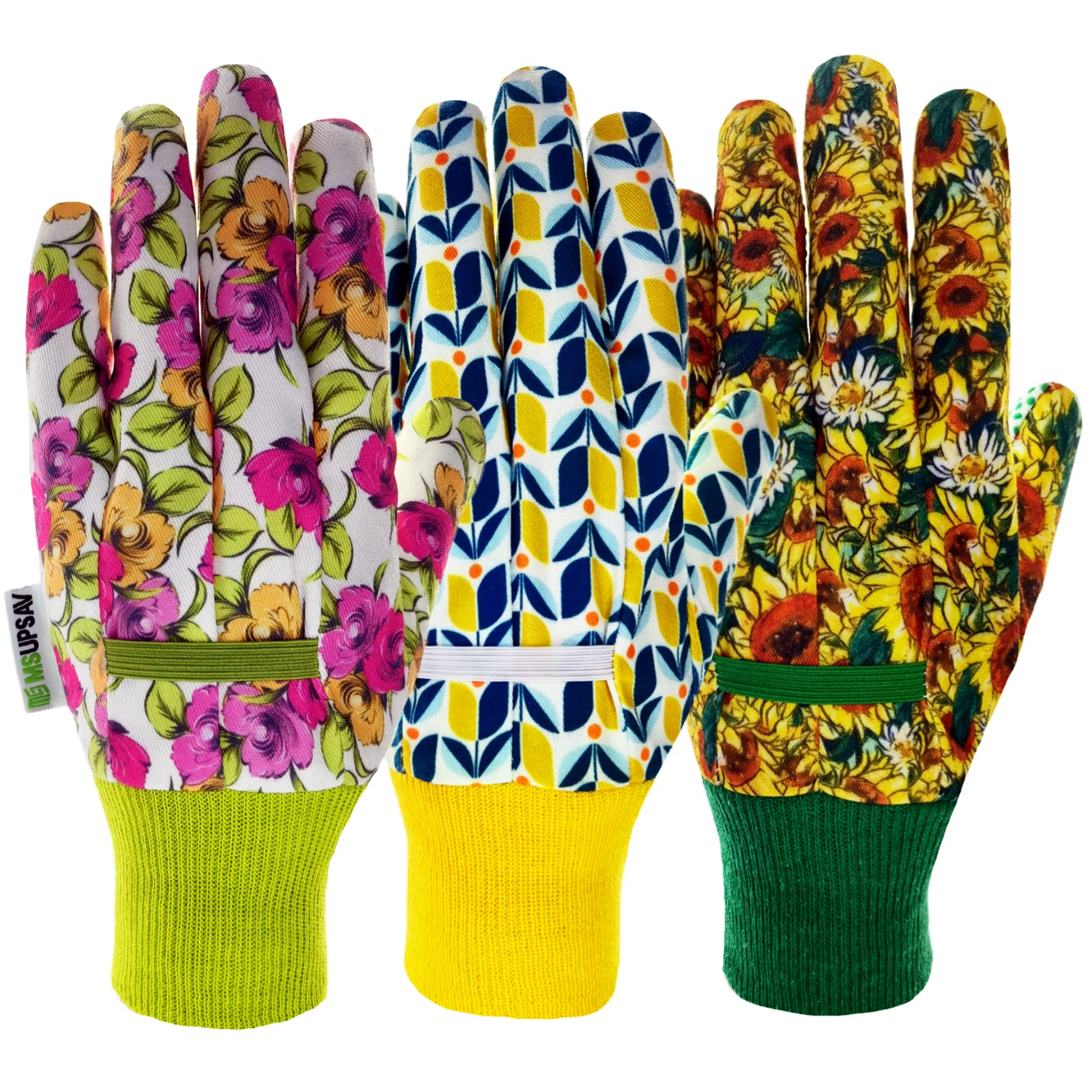 Gartenhandschuhe für Damen, Gartenhandschuhe für Hofarbeit, leichte Arbeitshandschuhe für Damen, Einheitsgröße für die meisten Damen (3 Stück)