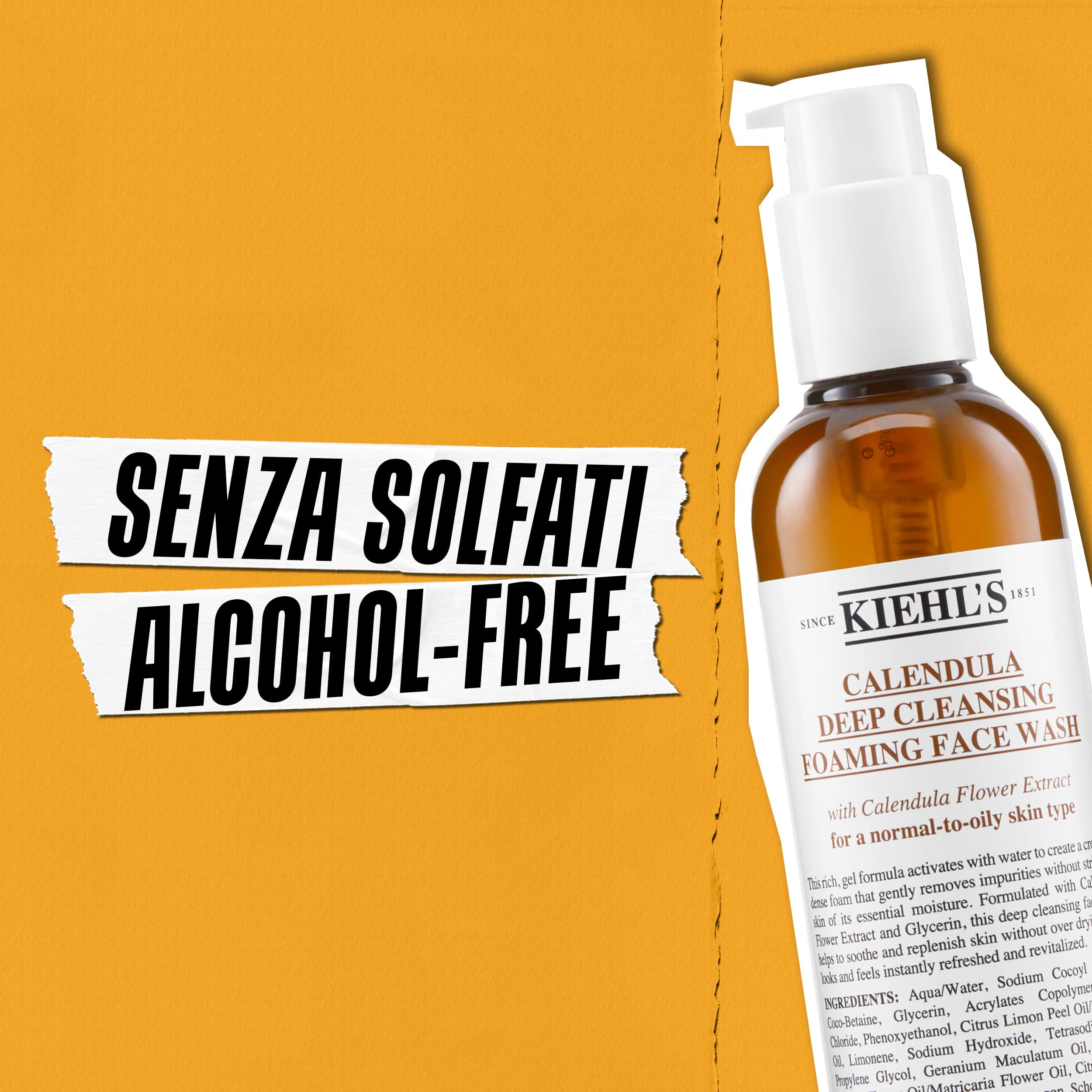 KIEHL'S Calendula Deep Cleansing Foaming Face Wash, Detergente Viso Schiumogeno, Per Pelli da Normali a Grasse, Azione Calmante, Lenitiva e Riequilibrante, Con Estratto di Calendula, 500 ml