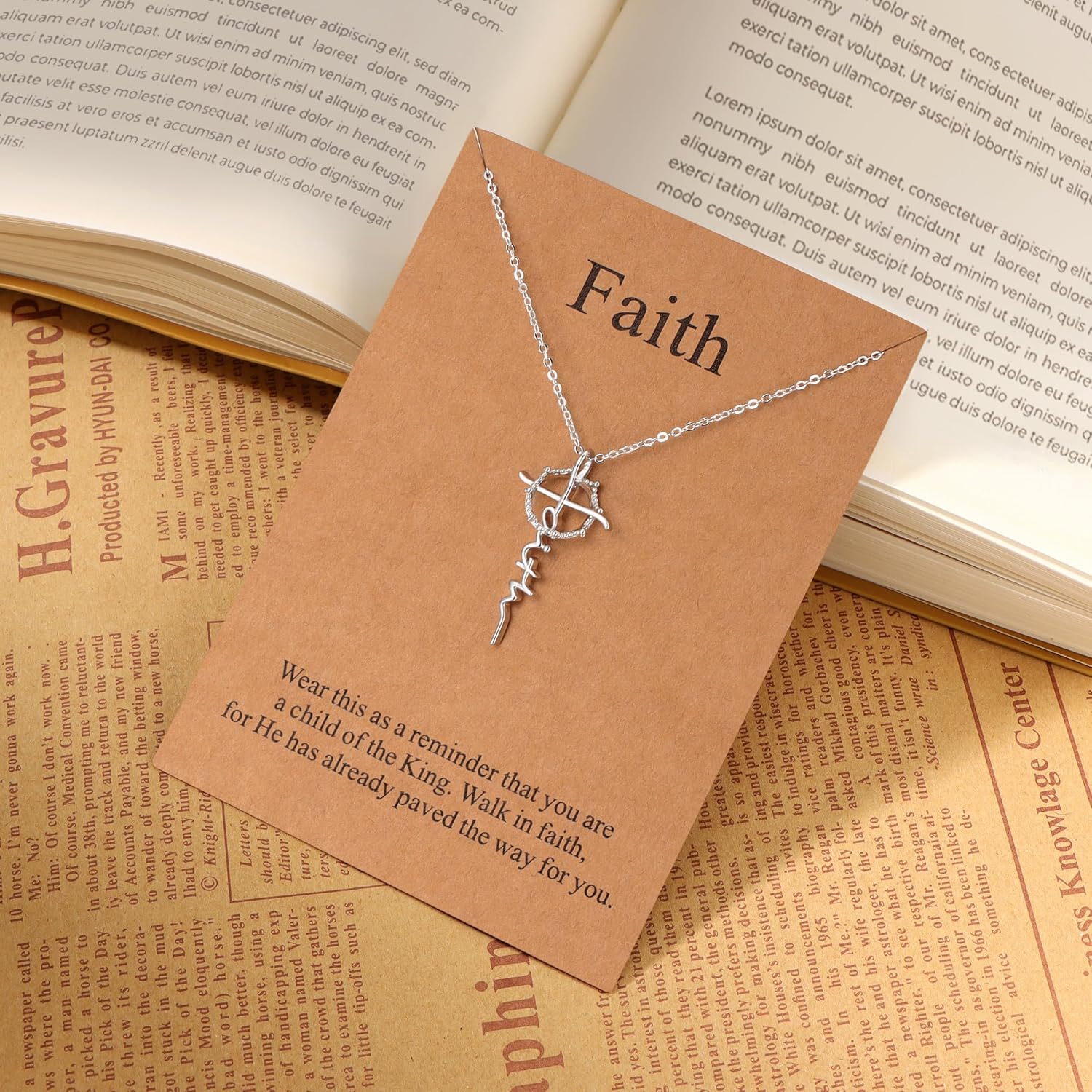 Lcherry Faith Necklace Cross Crown Necklace for Women Religious Jewelry Christian Baptisms Gifts for Women - Image 3