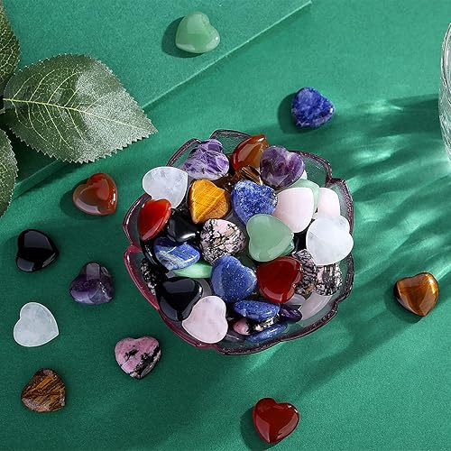 Miniatura 6 de QINJIEJIE 20 piezas de cristales curativos naturales de aventurina verde, cristales curativos de corazón pulido, lindas mini piedras de bolsillo