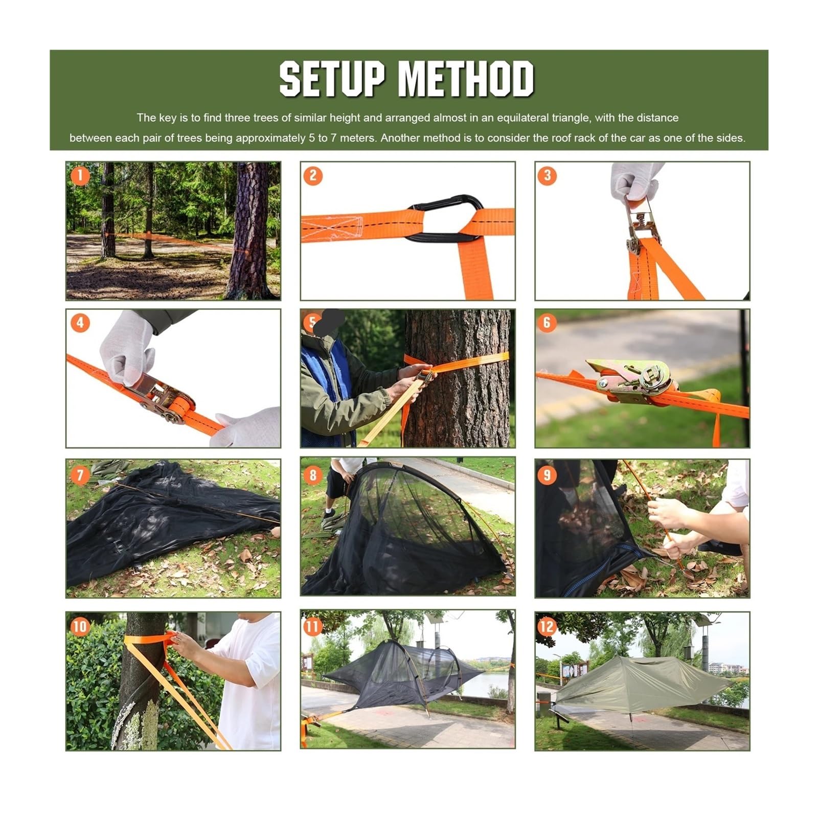 Amaca da campeggio con zanzariera e tenda albero for 2 persone RainFly, compatibile for zaino in spalla ed escursionismo all'aperto