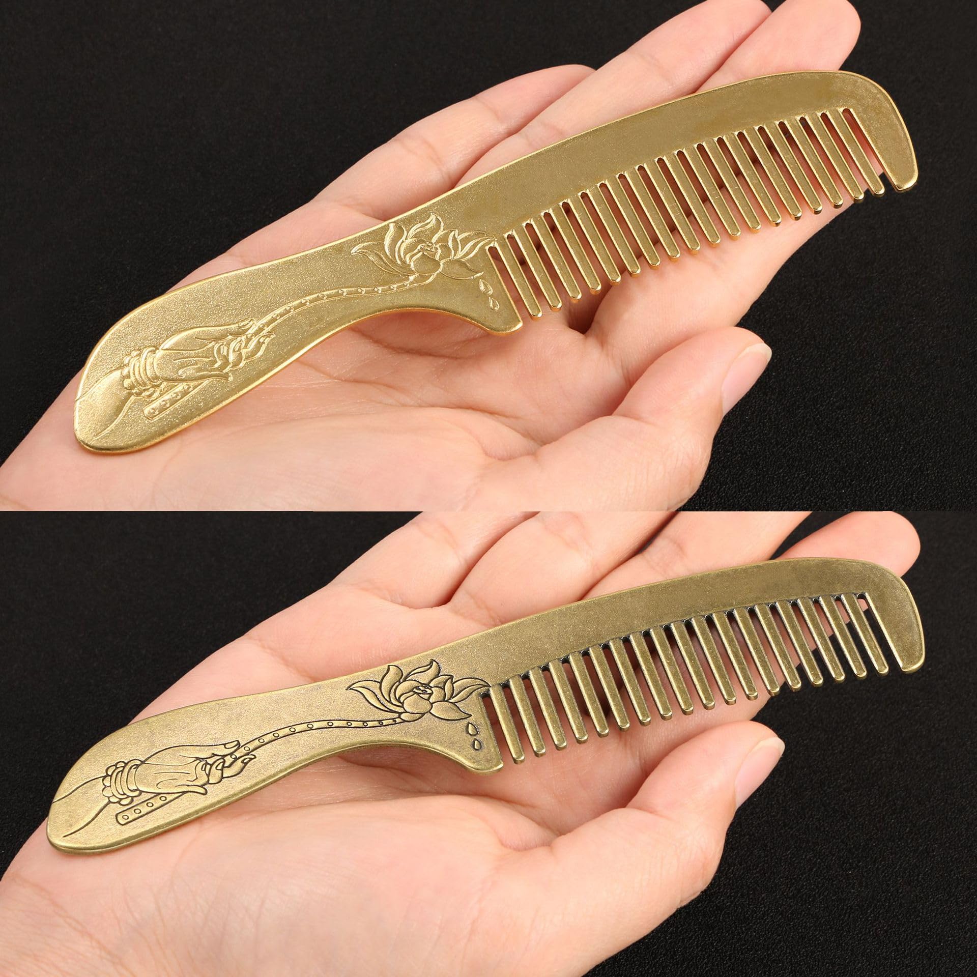 中国古美術 金メッキ ヘアコームセット 純銅製 極細工 高浮彫鏨刻 古銅器 置物 Amazon | 純銅製クラフトギフト純銅製コーム 刻まれたコームレトロ