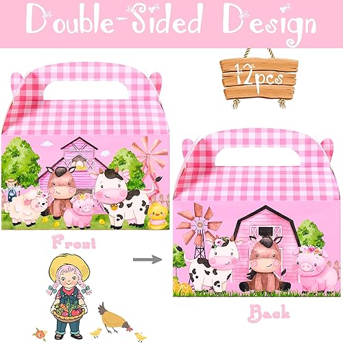 Miniatura 2 de Cajas de regalo de animales de granja, 12 unidades, cajas de regalo de animales de granja, decoraciones de fiesta de cumpleaños para temática de