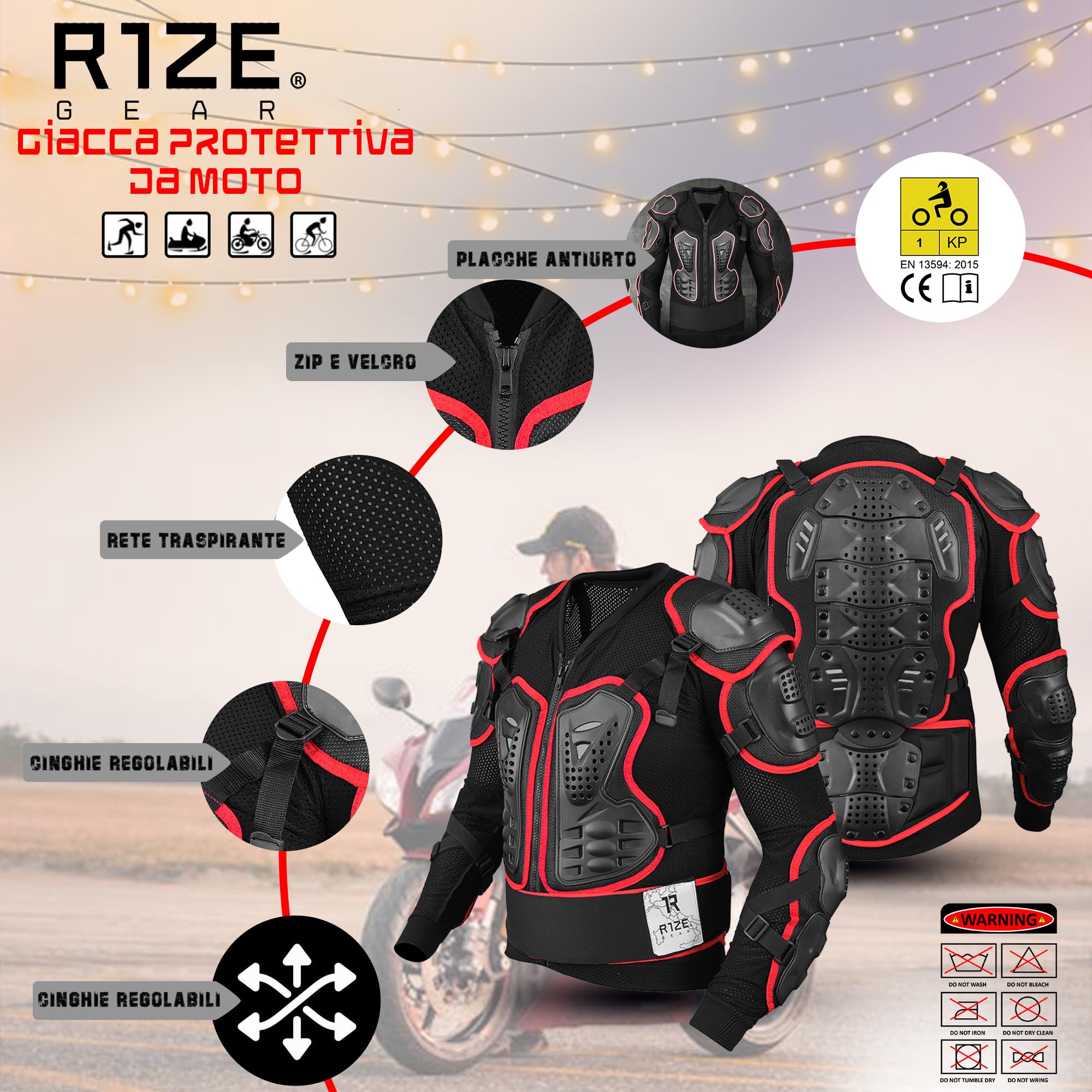 Giacca Protettiva Integrale Motocross Fuoristrada Protezione Corpetto Pettorina