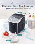 Euhomy Machine à glaçons, 26.5 lbs/24H Machine à glace de comptoir avec auto-nettoyage, 8 Cubes de glace Bullet Prêt en 6 Mins, Machine à glaçon portable compact pour la maison, Cuisine, Bureau, Bar, Fêtes (Noir foncé)
