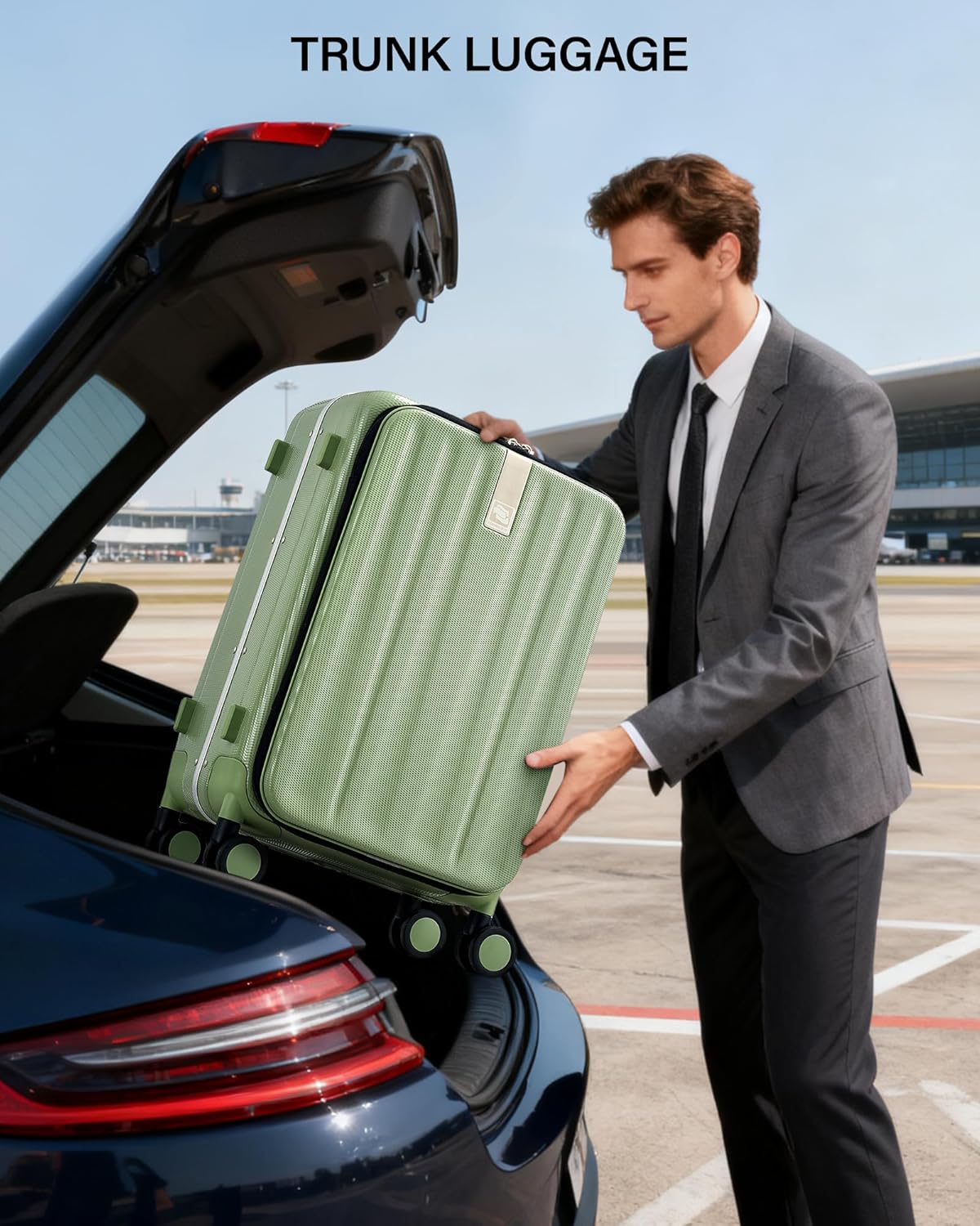 Hanke 24 Inch Checked Luggage PC Hard Shell luggage Top Opening Aluminum Frame Travel Luggage Suitcases with Wheels for Woman Men.(Bamboo Green) - Image 10