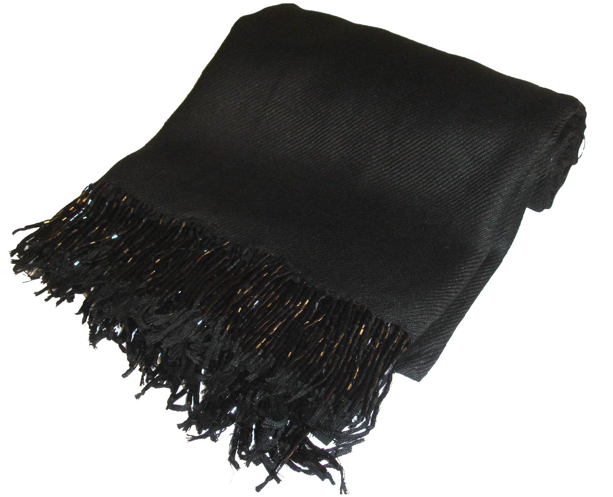 Kuldip Black Hand Beaded Pashmina Scarf Shawl Wrap Throw