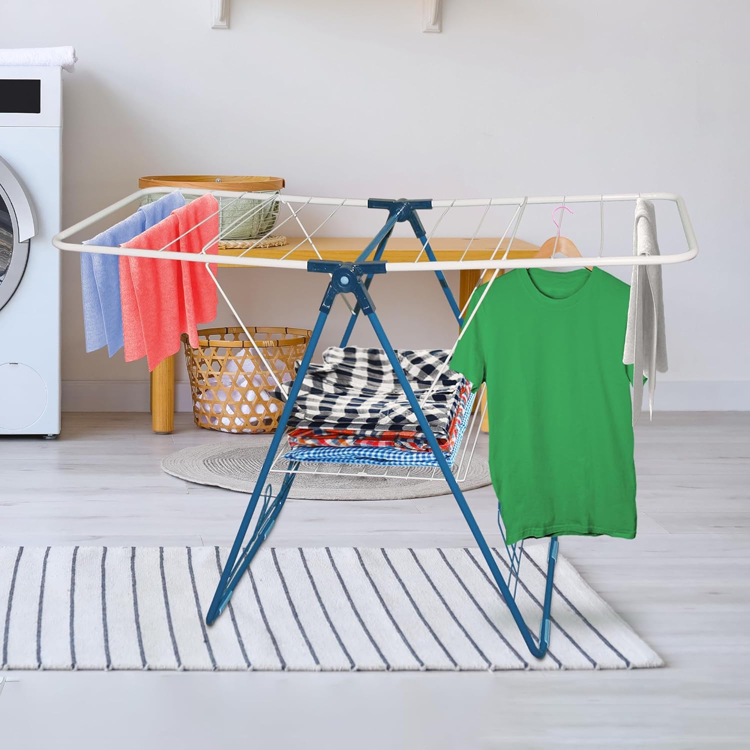 Strata Gullwing Clothes Drying Rack - White and Blue
